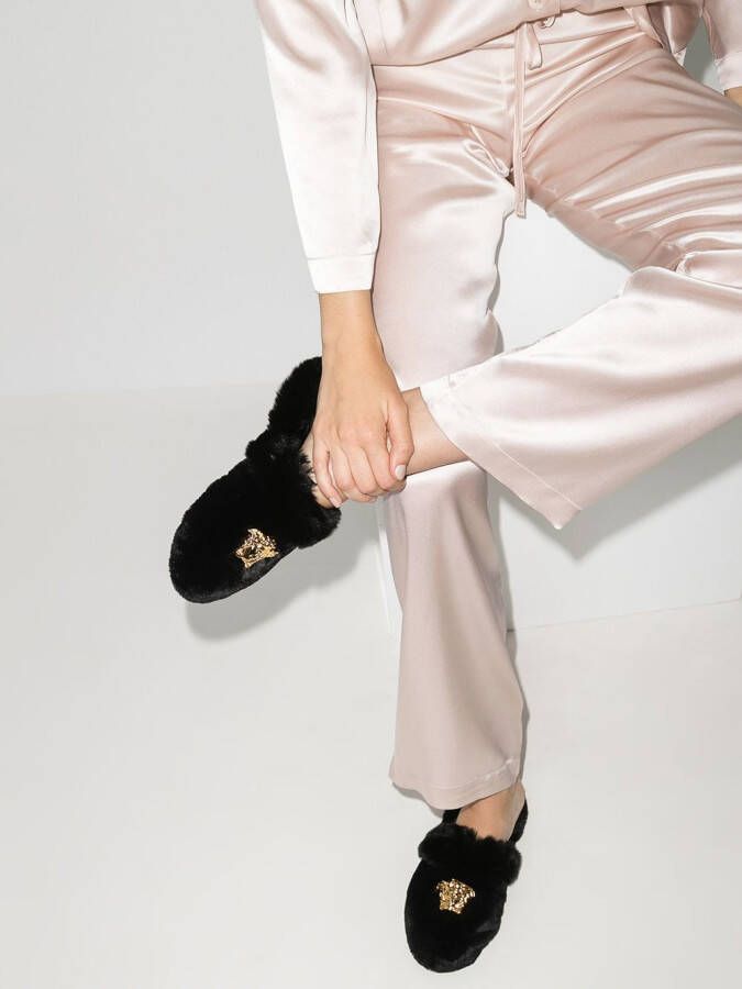 Versace Slippers verfraaid met logo Zwart