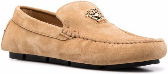 Versace La Medusa suède loafers Beige