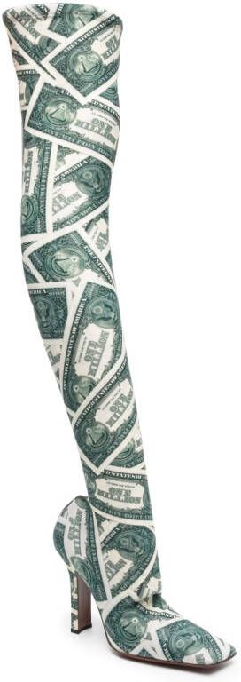 VETEMENTS Dollar Boomerang overknee laarzen Groen