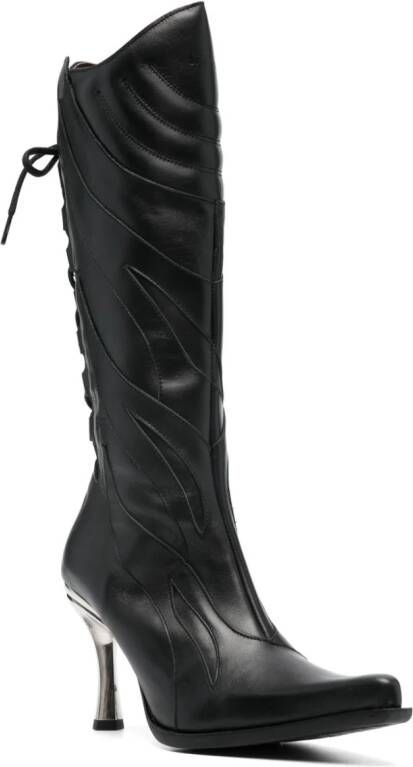 VETEMENTS x New Rock Firestorm 100 mm leren laarzen Zwart
