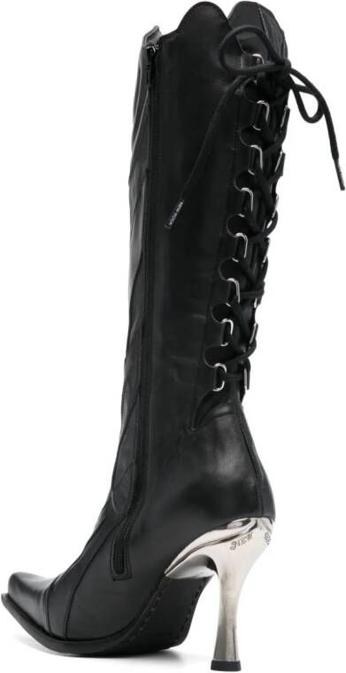 VETEMENTS x New Rock Firestorm 100mm leather boots Zwart