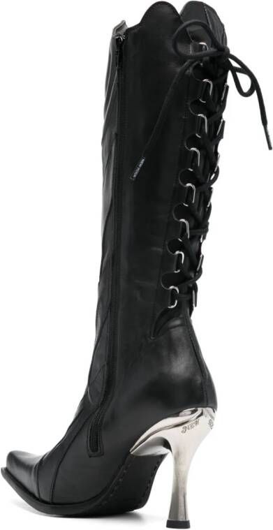 VETEMENTS x New Rock Firestorm 100 mm leren laarzen Zwart