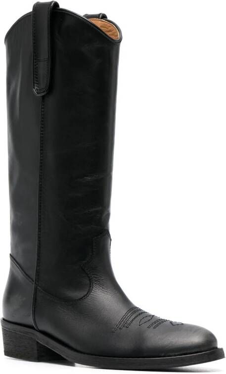Via Roma 15 Leren cowboylaarzen Zwart