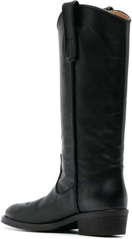 Via Roma 15 Leren cowboylaarzen Zwart