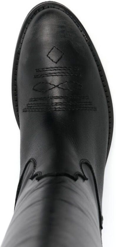 Via Roma 15 Leren cowboylaarzen Zwart