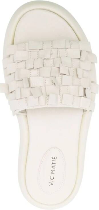 Vic Matie Leren slippers Beige