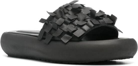 Vic Matie Leren slippers Zwart