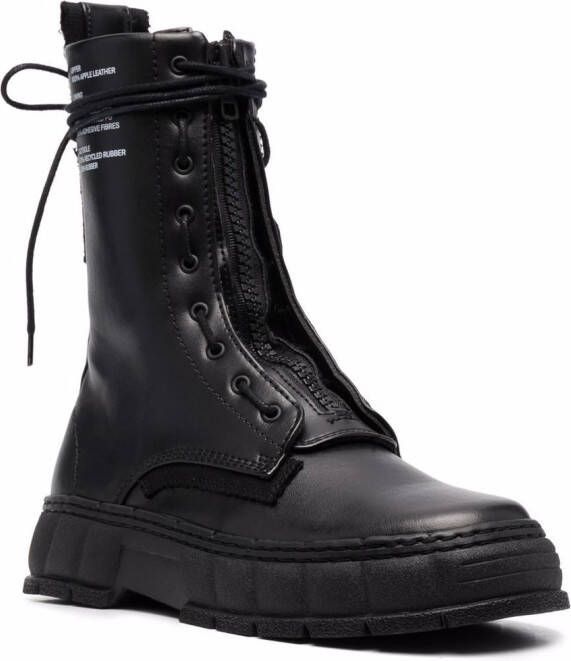 Virón Combat boots van imitatieleer Zwart
