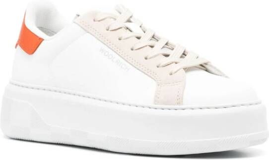 Woolrich logo-print leather sneakers Wit