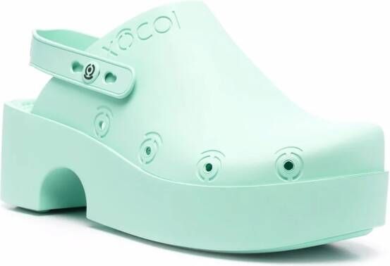 XOCOI Slingback sandalen met logo-reliëf Groen