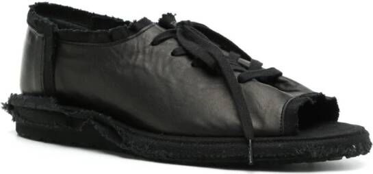 Yohji Yamamoto Leren sandalen met veters Zwart