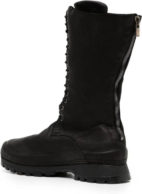 Yohji Yamamoto round-toe leather boots Zwart