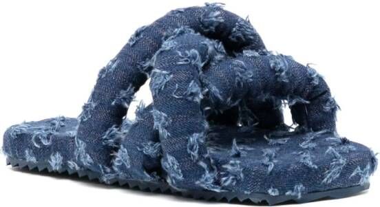 YUME Tire gewatteerde denim slippers Blauw