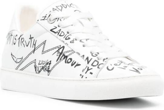 Zadig&Voltaire La Flash sneakers met graffiti-print Wit