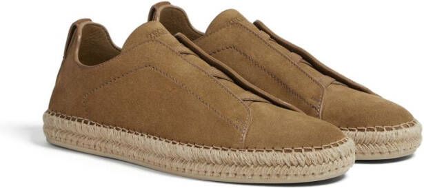 Zegna Triple Stitch suède espadrilles Beige