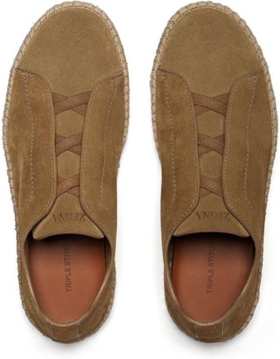 Zegna Triple Stitch suède espadrilles Beige