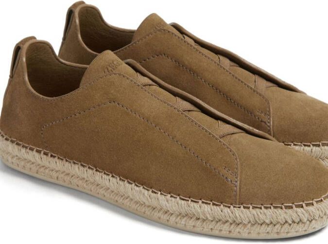 Zegna Triple Stitch suède espadrilles Beige