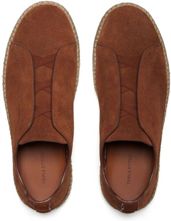 Zegna Triple Stitch suède espadrilles Bruin