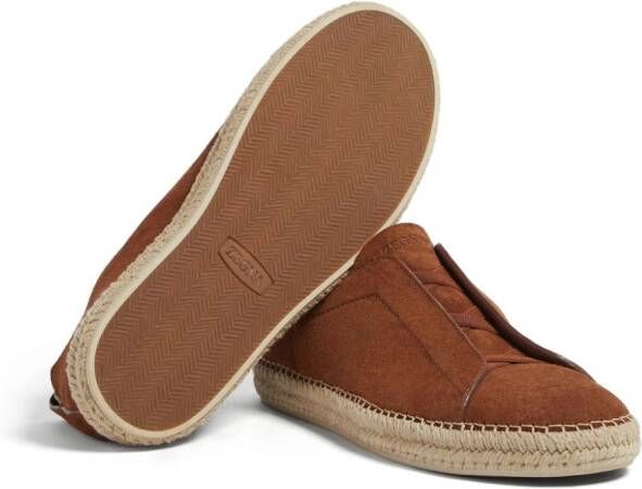 Zegna Triple Stitch suède espadrilles Bruin