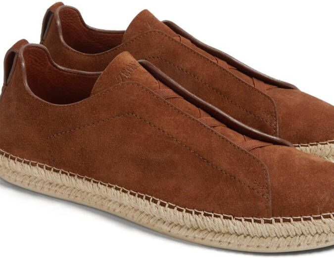 Zegna Triple Stitch suède espadrilles Bruin