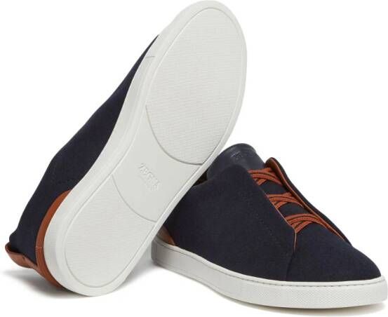 Zegna Triple Stitch slip-on sneakers Blauw