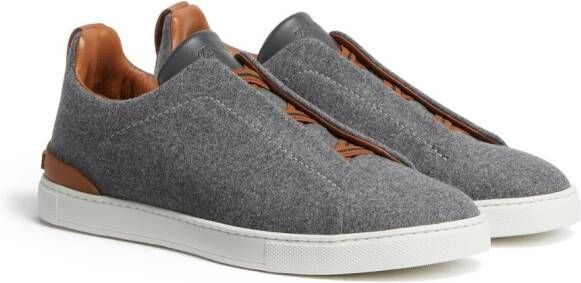 Zegna Triple Stitch slip-on sneakers Grijs