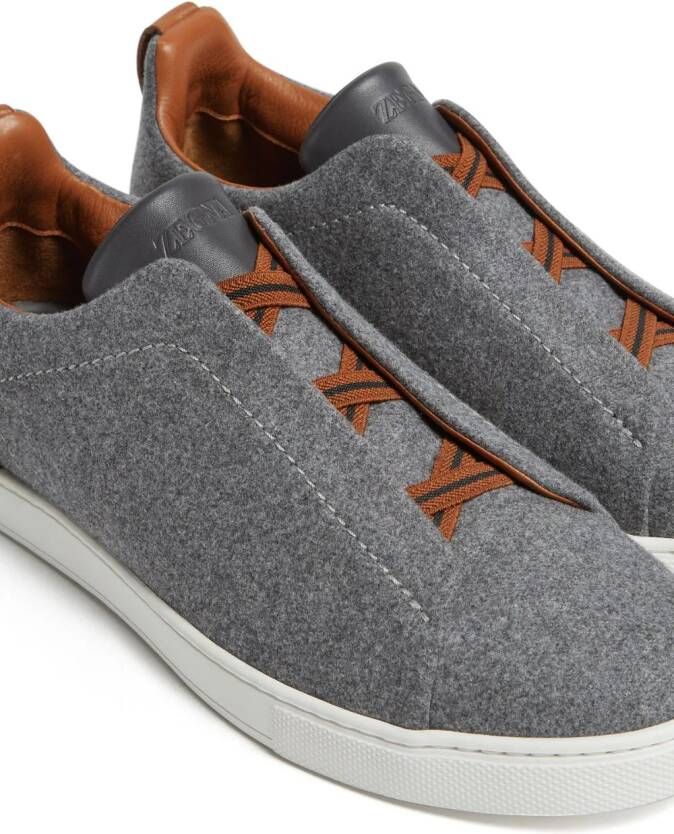 Zegna Triple Stitch slip-on sneakers Grijs