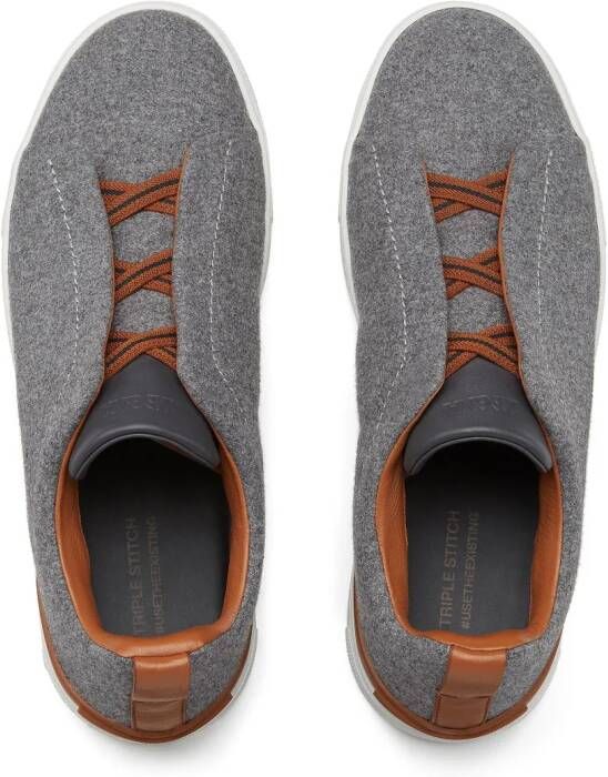 Zegna Triple Stitch slip-on sneakers Grijs