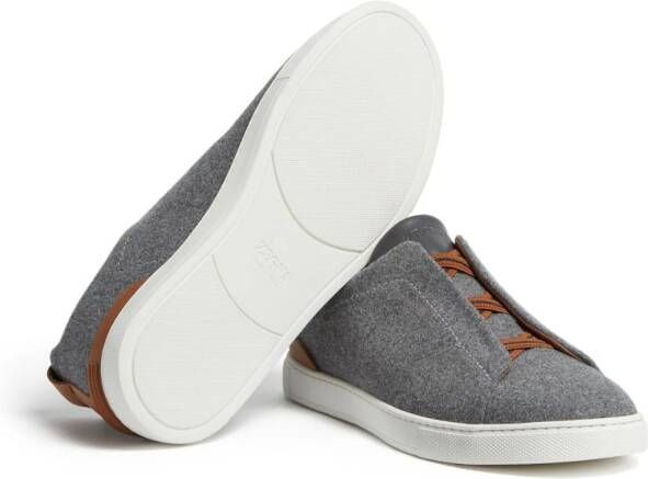 Zegna Triple Stitch slip-on sneakers Grijs