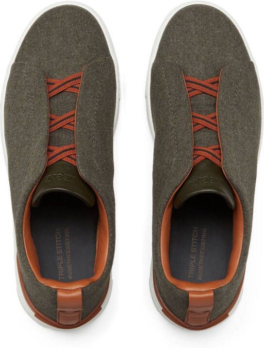 Zegna Triple Stitch slip-on sneakers Groen