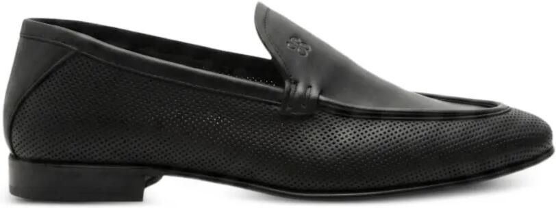 Fabi Geperforeerde leren loafers Zwart