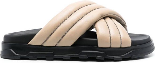 Fabiana Filippi Slippers verfraaid met kralen Beige