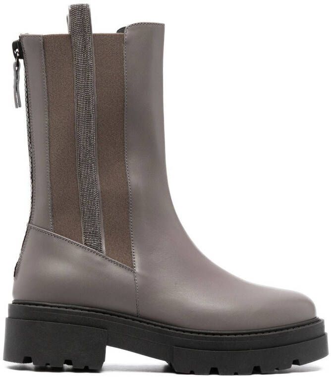 Fabiana Filippi Combat boots verfraaid met kralen Bruin