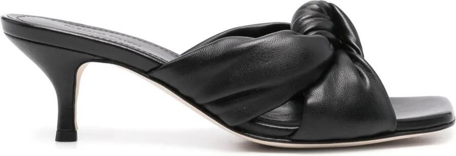 Fabiana Filippi Leren sandalen met geknoopt detail en hak Zwart