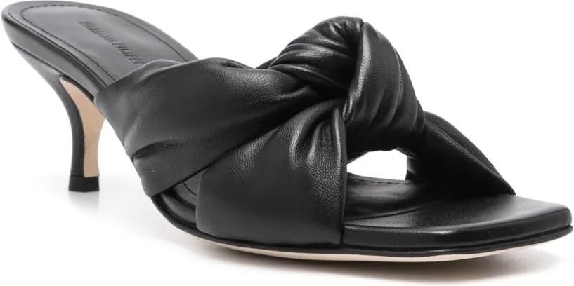 Fabiana Filippi Leren sandalen met geknoopt detail en hak Zwart - Foto 3