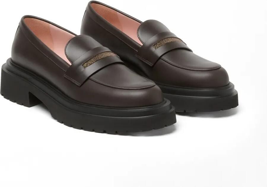 Fabiana Filippi Loafers met chunky zool en monili-ketting Bruin - Foto 3