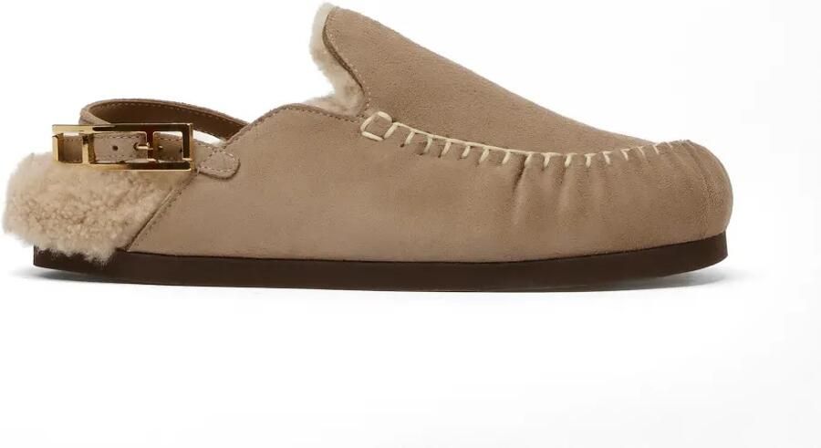Fabiana Filippi Loafers met lammy voering en stikselafwerking Bruin