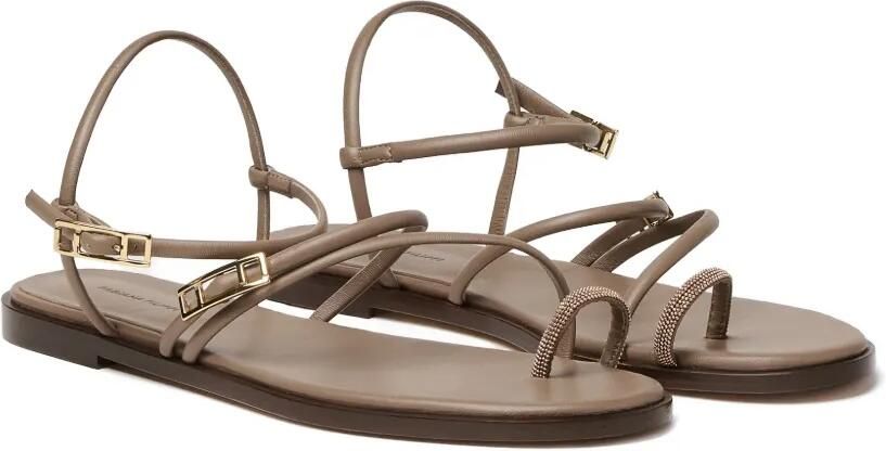 Fabiana Filippi Platte leren sandalen Beige - Foto 3