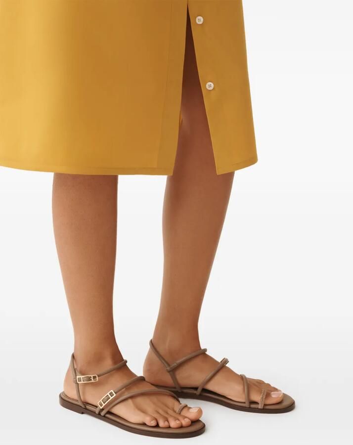 Fabiana Filippi Platte leren sandalen Beige - Foto 2
