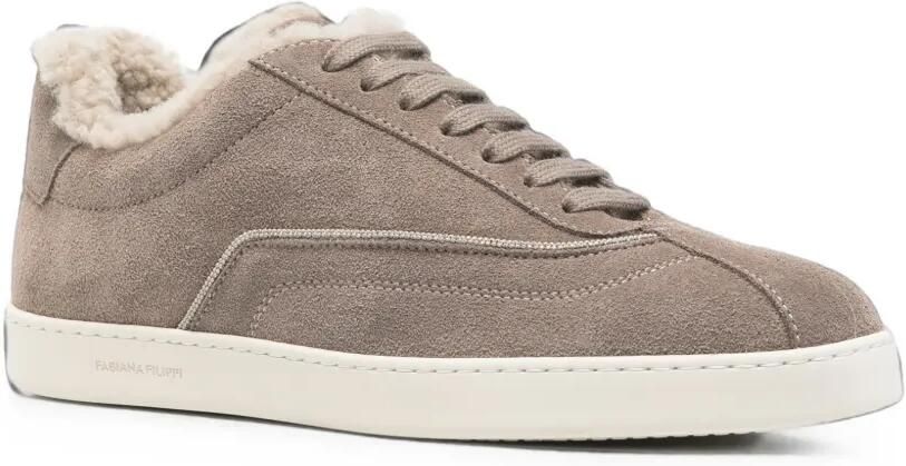 Fabiana Filippi shearling-lined suede sneakers Grijs
