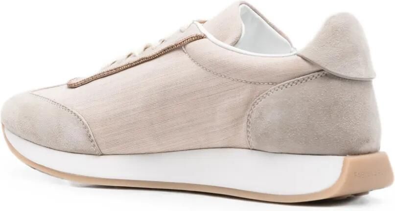 Fabiana Filippi Sneakers met vlakken en kralen Beige