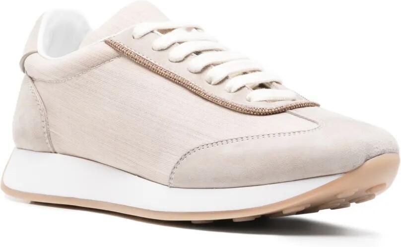 Fabiana Filippi Sneakers met vlakken en kralen Beige - Foto 2