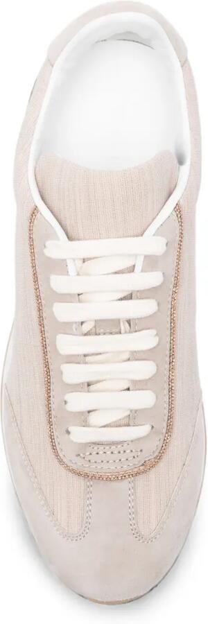 Fabiana Filippi Sneakers met vlakken en kralen Beige - Foto 4