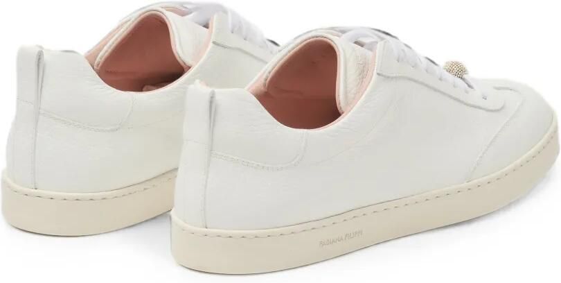 Fabiana Filippi Sneakers van bewerkt leer verfraaid met kralen Wit - Foto 4
