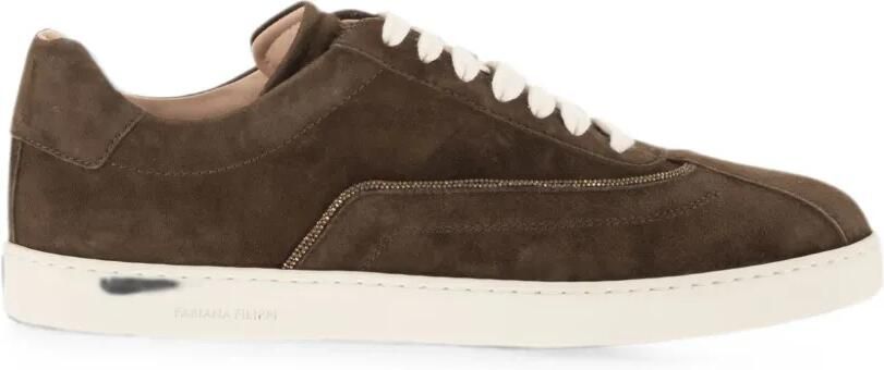 Fabiana Filippi Suède sneakers met metallic afwerking Bruin
