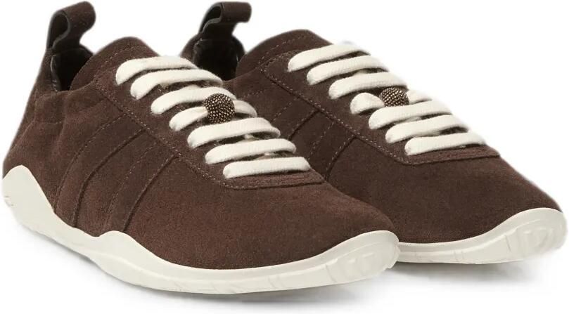 Fabiana Filippi Suède sneakers verfraaid met kralen Bruin - Foto 3