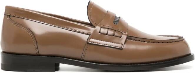 Fabiana Filippi Leren loafers Bruin