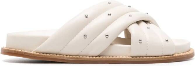 Fabiana Filippi Leren slippers met studs Wit