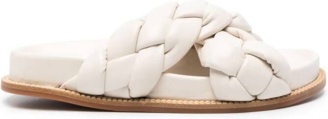 Fabiana Filippi Gevlochten leren slippers Beige