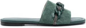 Fabiana Filippi Suède slippers Groen